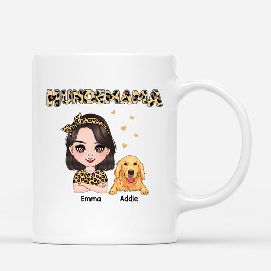 0815MGE1 Personalisierte Geschenke Tasse Leopard Hunde Hundemama Hundebesitzer