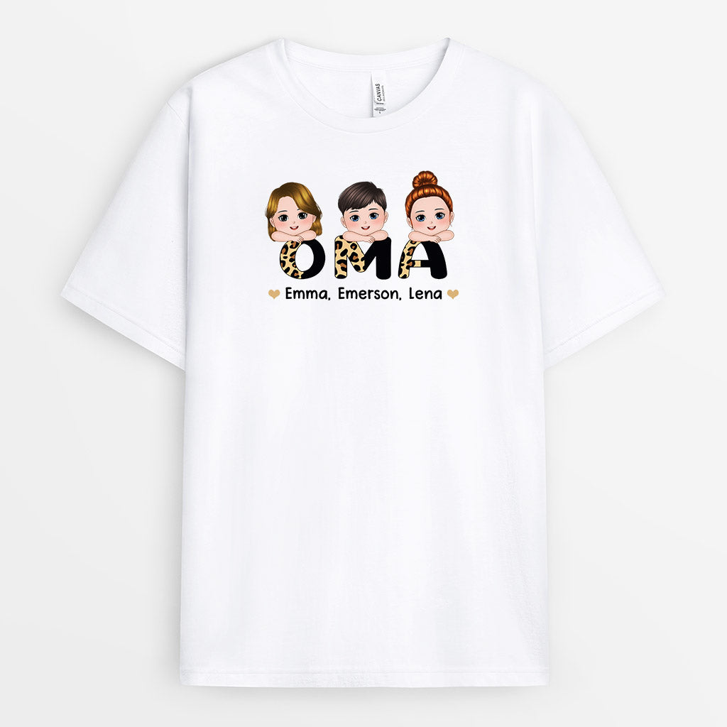 Leopard Omas Enkelkinder - Personalisierte Geschenke | T-Shirt für  Mama/Oma
