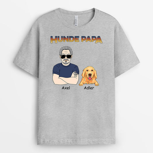0821AGE2 Personalisierte Geschenke T Shirt Hunde Hundebesitzer Hundepapa