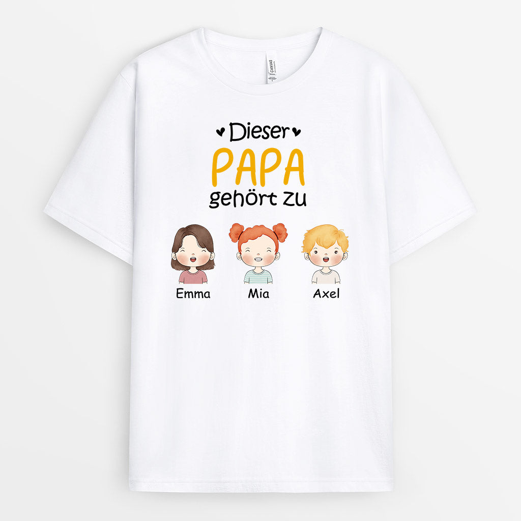 Dieser Papa Gehört Zu - Personalisierte Geschenke | T-Shirt für Papa/Opa