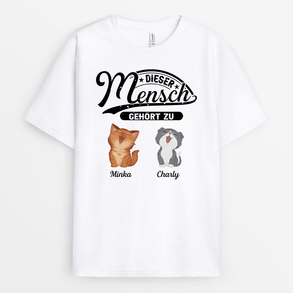 0843AGE1 Personalisierte Geschenke T Shirt Katze Katzenliebhaber Katzenbesitzer