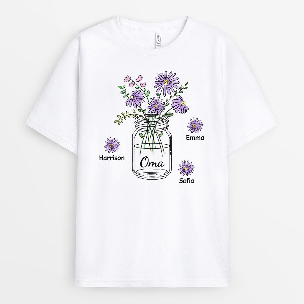 Omas Blumen - Personalisierte Geschenke | T-Shirt für Mama/Oma