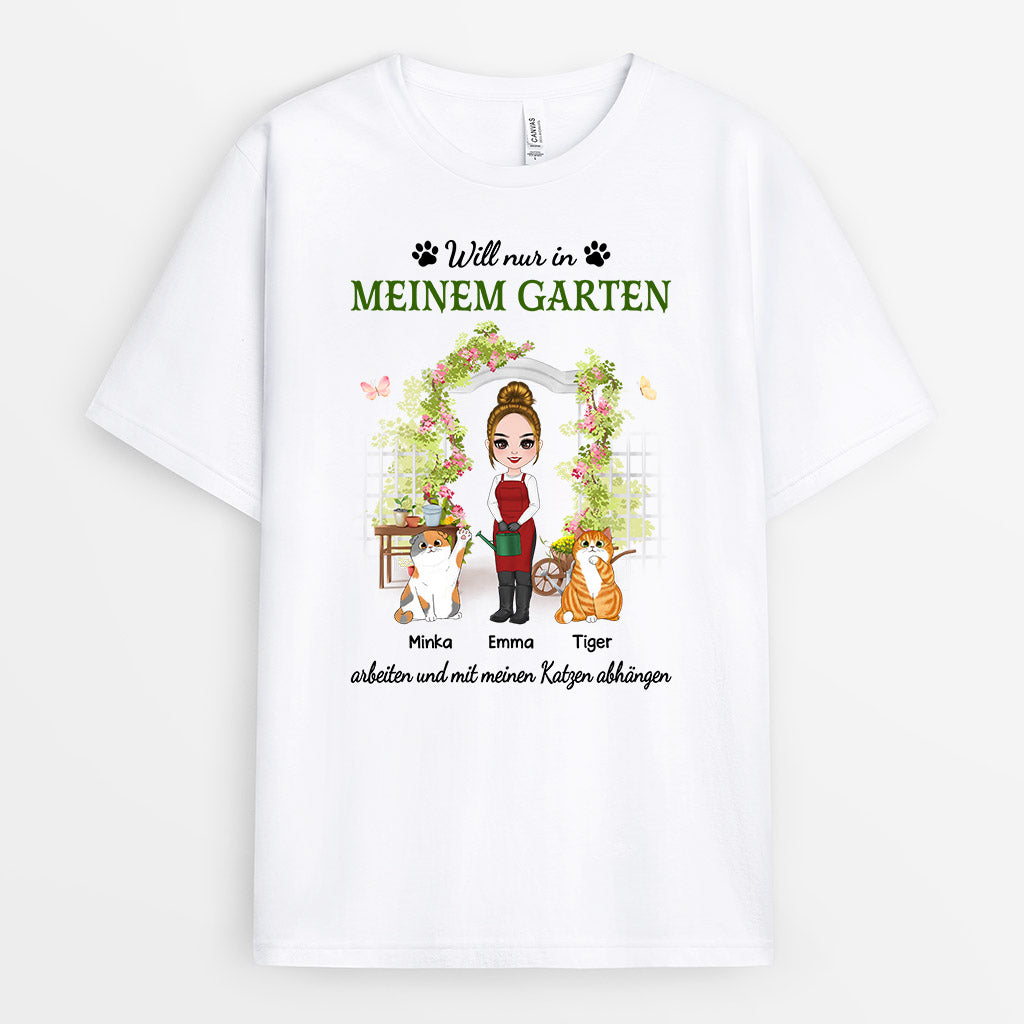 0873AGE1 Personalisierte Geschenke T Shirt Garte Katzen Katzenliebhaber Katzenbesitzer
