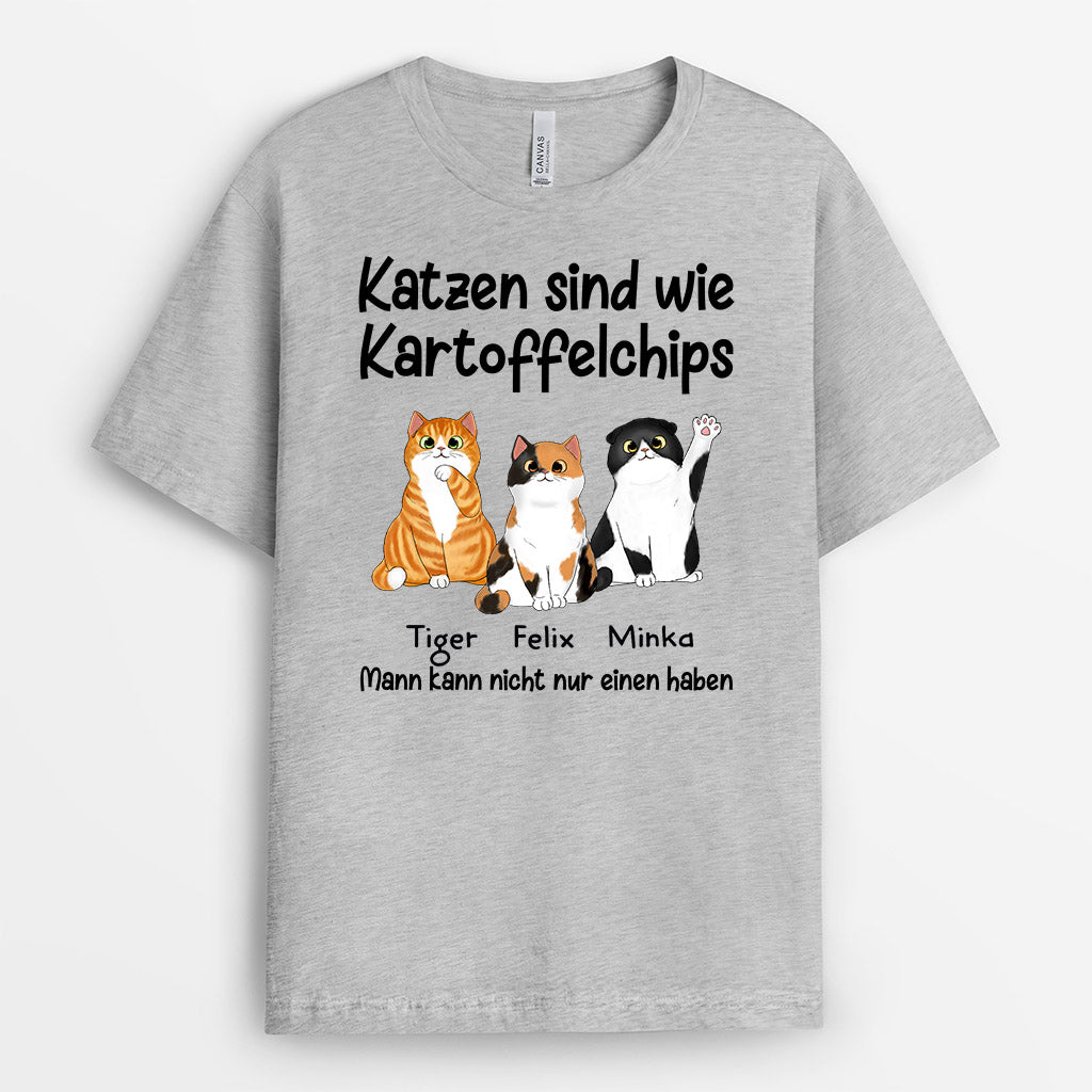0874AGE2 Personalisierte Geschenke T Shirt Katzen Katzenliebhaber Katzenbesitzer
