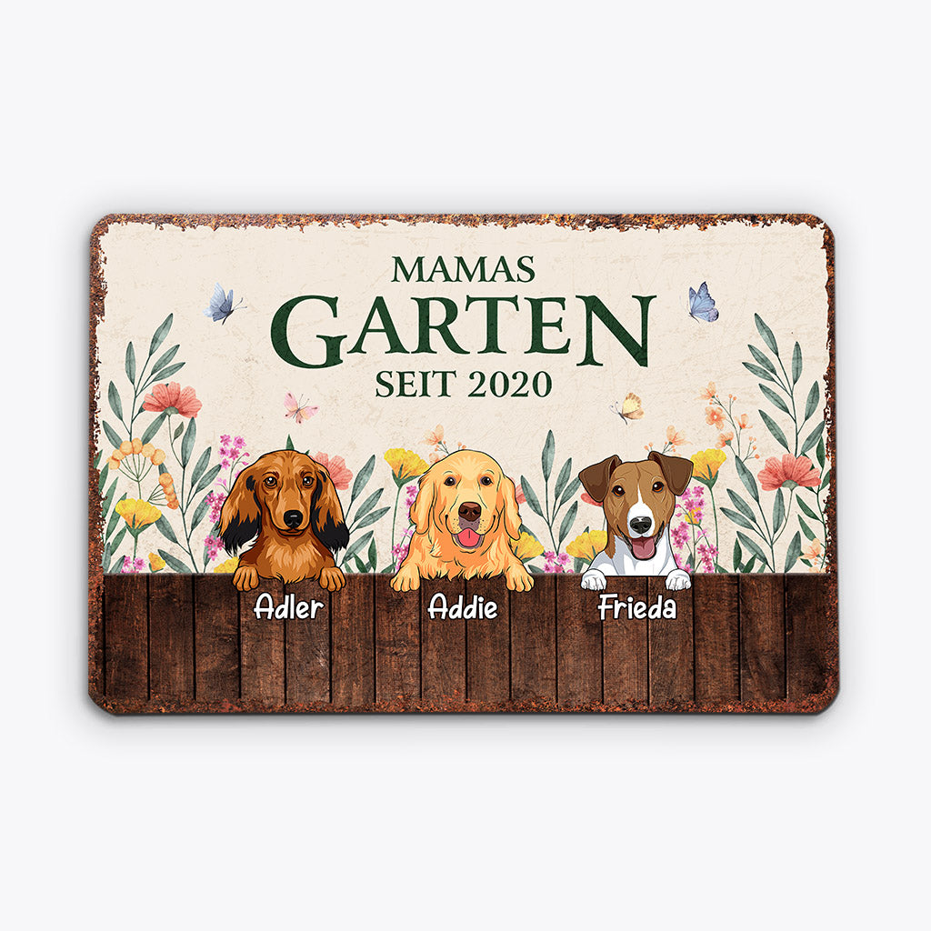 Omas Mamas Garten - Personalisierte Geschenke | Outdoor-Türschild für Hundebesitzer