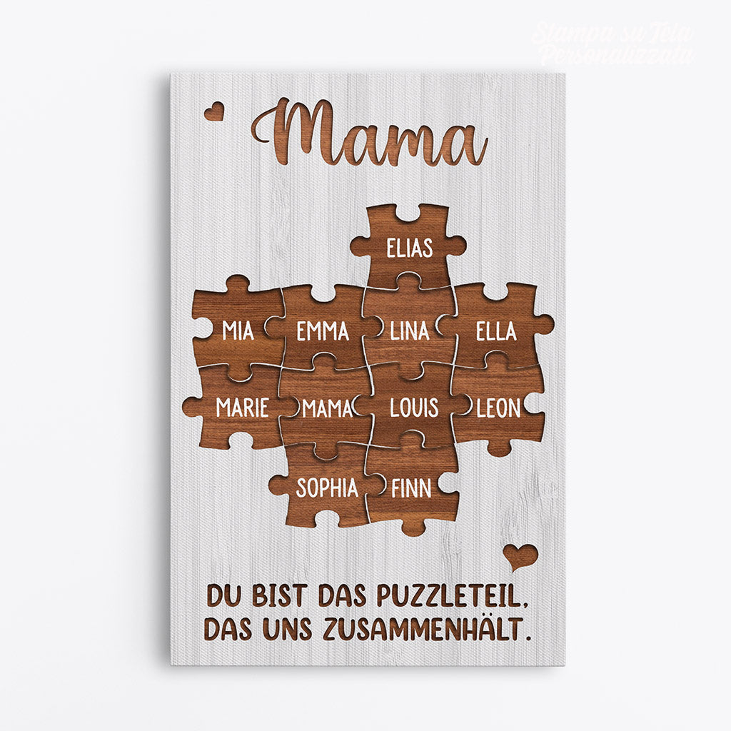 Du Bist Das Puzzleteil - Personalisierte Geschenke | Leinwand für Mama/Oma