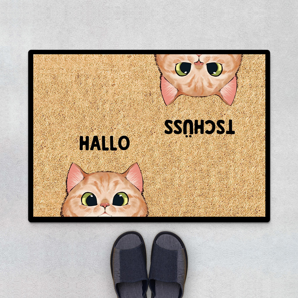 Hallo Tschüssi - Personalisierte Geschenke | Fußmatte für Katzenbesitzer