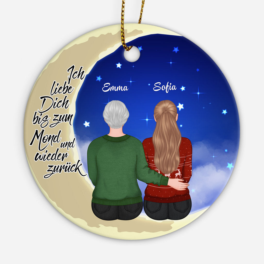 Bis Zum Mond Und Zurück - Personalisierte Geschenke | Ornament für Mama/Oma Weihnachten