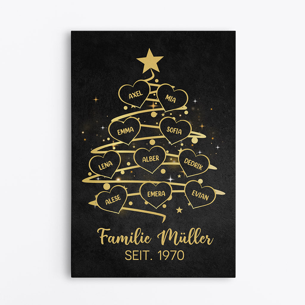 Weihnachtsbaum Mit Herzen - Personalisierte Geschenke | Leinwand für Familie Weihnachten