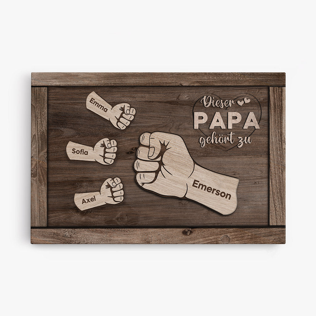 Dieser Papa Opa Gehört Zu, Fauststoß - Personalisierte Geschenke | Leinwand
